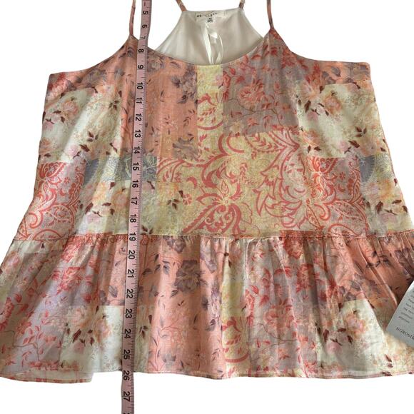 Maisie Nordstrom Pink Boho Floral Patchwork Print Tank Top Size Medium NWT - Picture 4 of 9